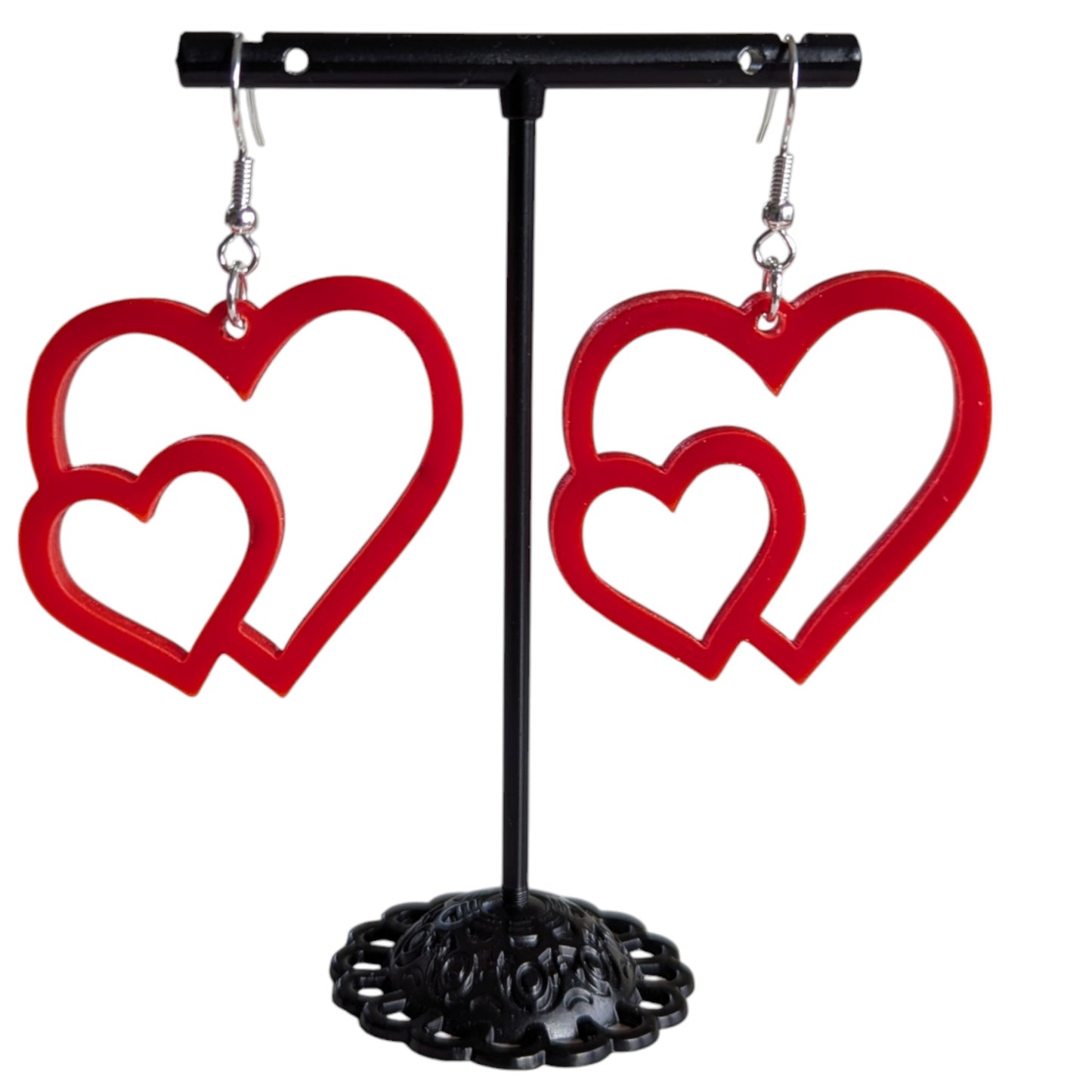 Double Heart Acrylic Earrings