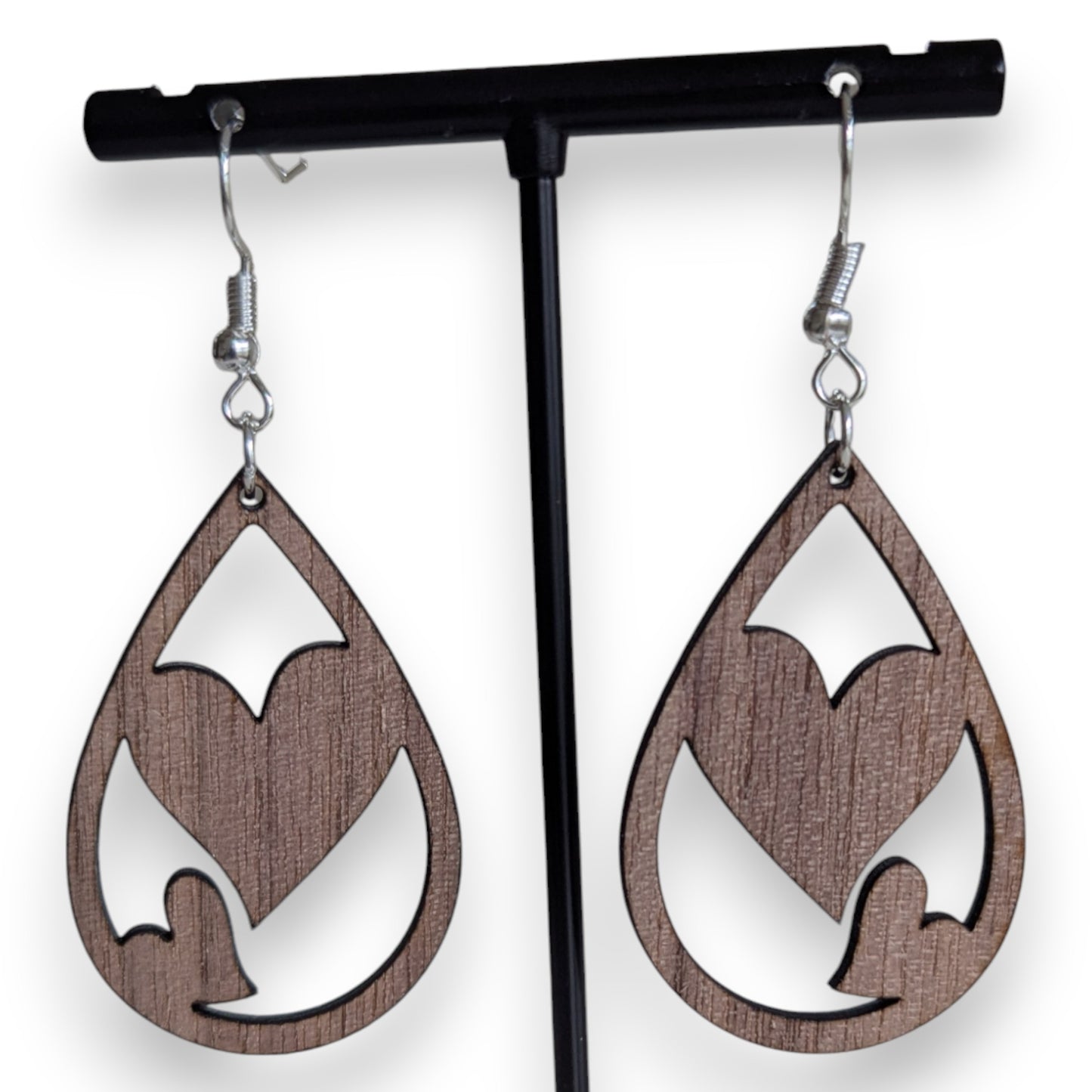 Double Heart Love Wooden Earrings