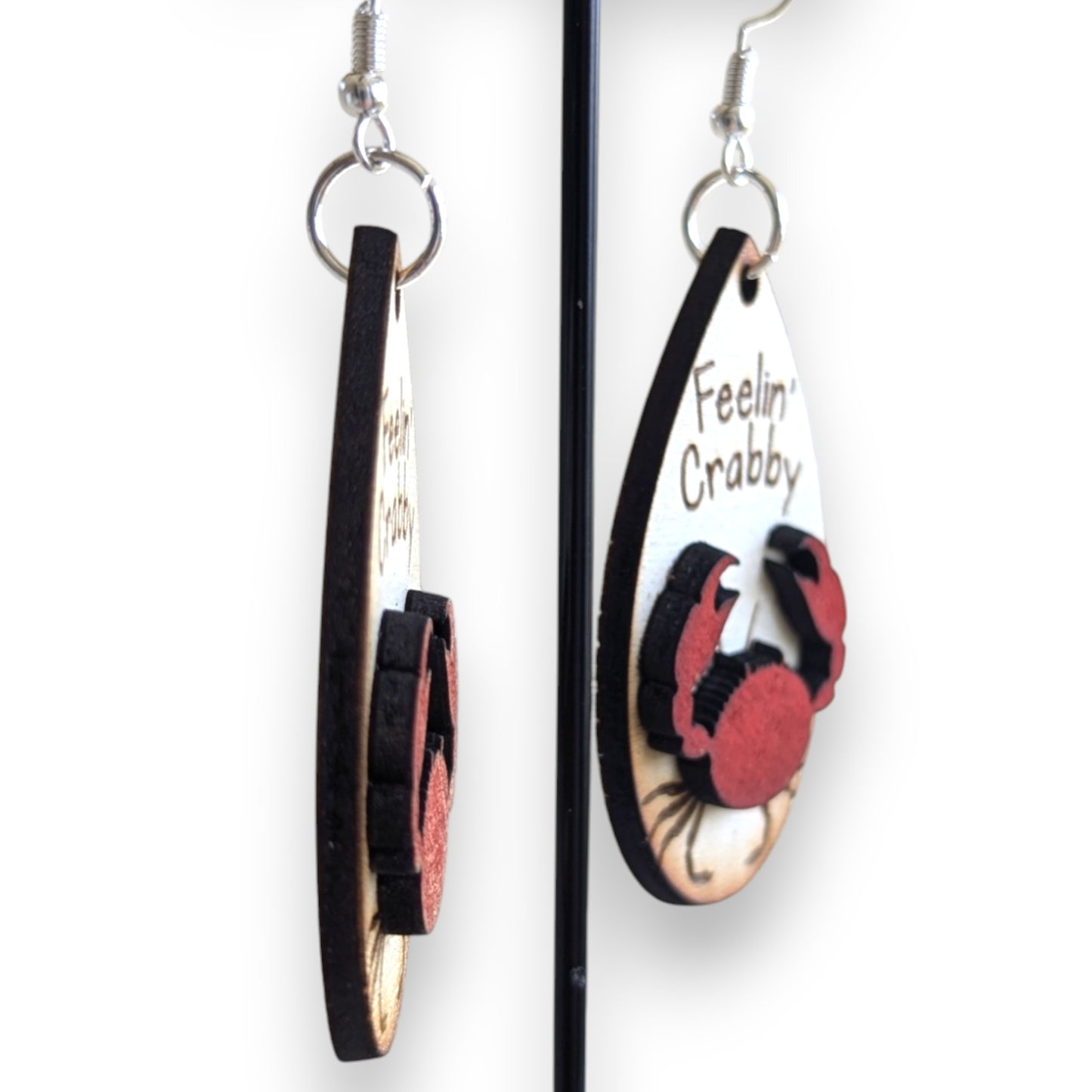Feelin' Crabby Layered Wood Earrings