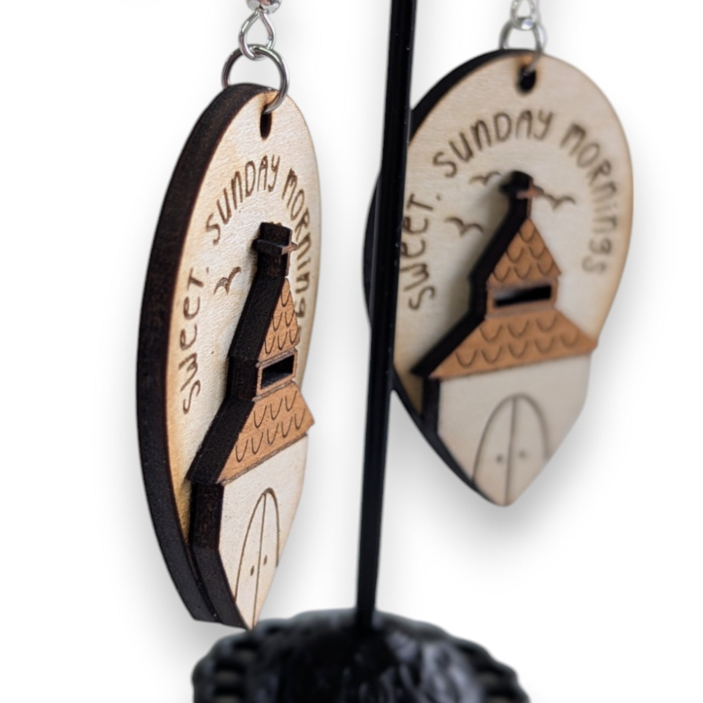 Sweet Sunday Morning Layered Wood Earrings