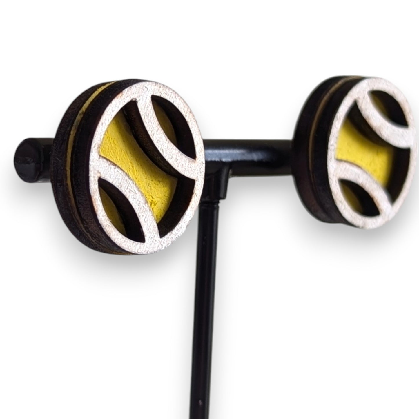 Tennis Layered Wood Stud Earrings