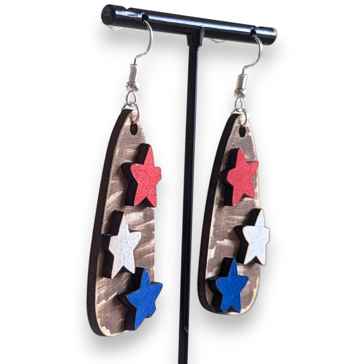 American Stars Layered Wood Earrings