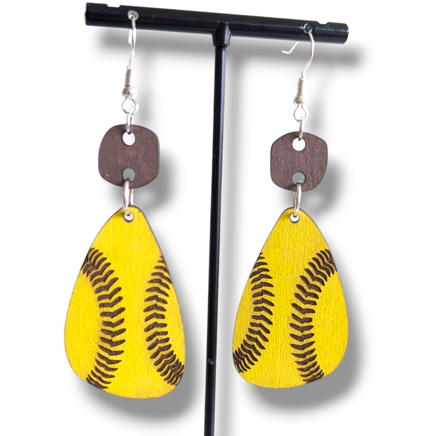 Softball Wood Earrings
