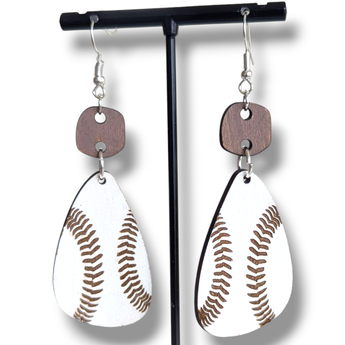 Baseball Wood Earrings