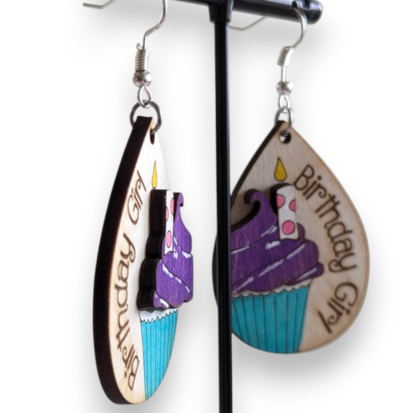 Birthday Girl Layered Wood Earrings
