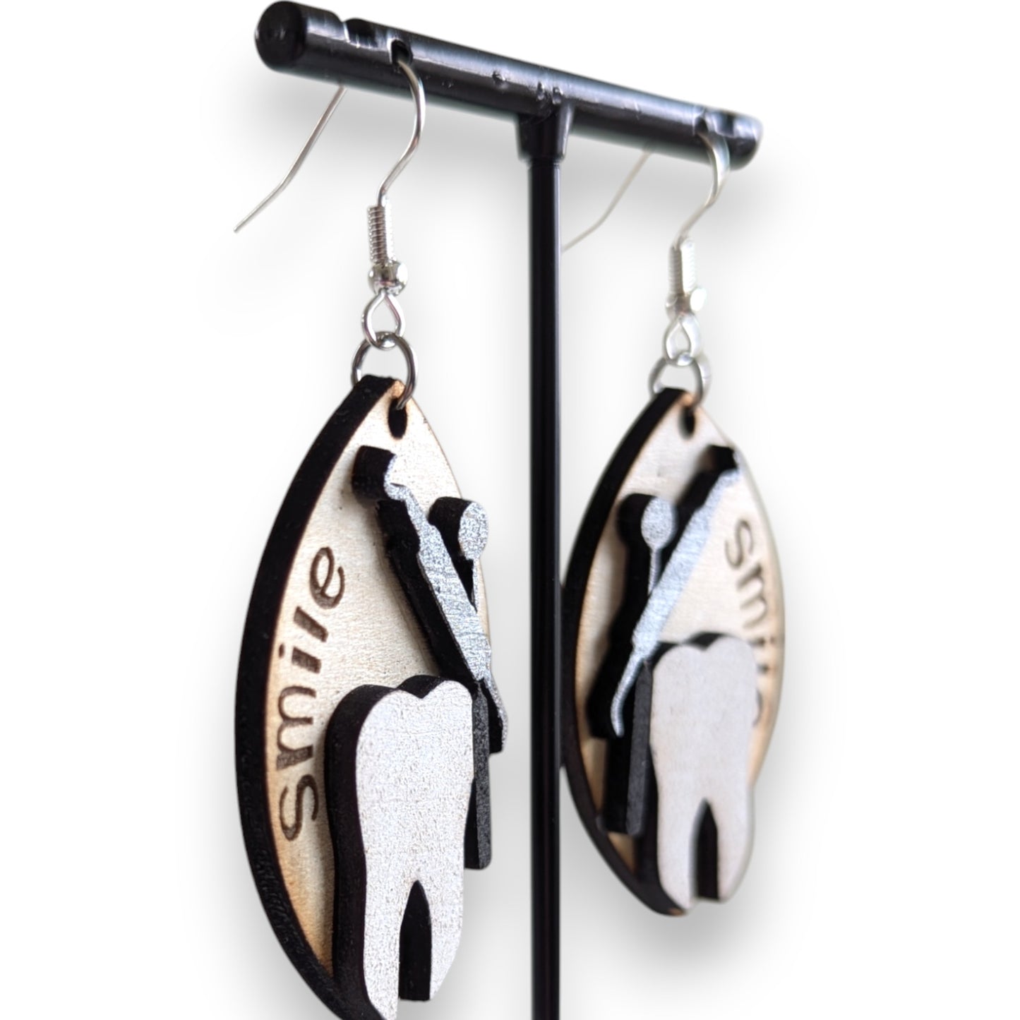 Smile Layered Wood Earrings