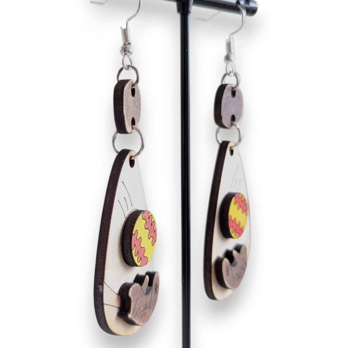 Softball Glove Layered Wood Earrings