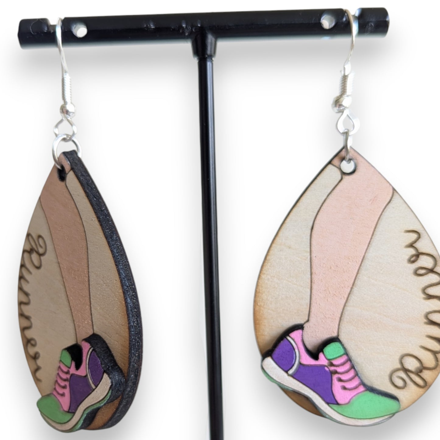 Running Layered Wood Earrings
