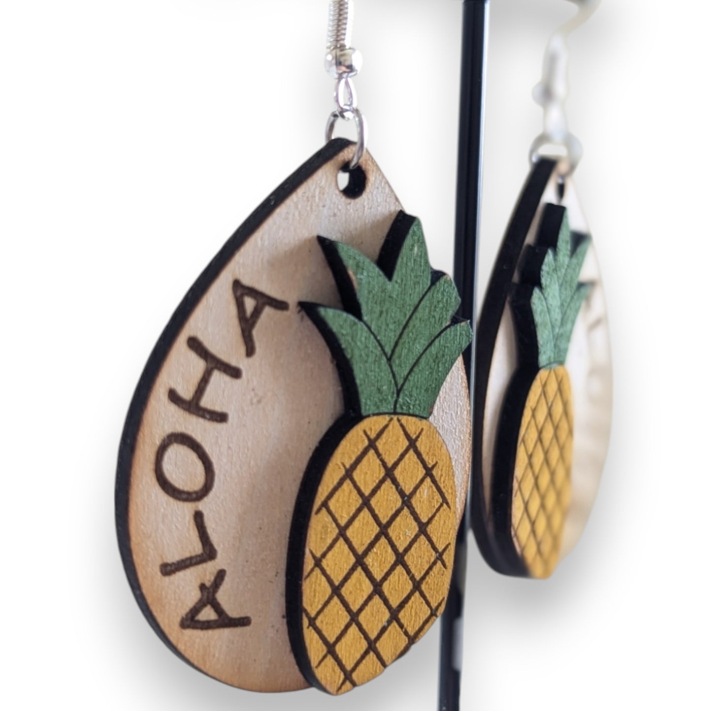 Aloha Pineapple Layered Wood Earrings