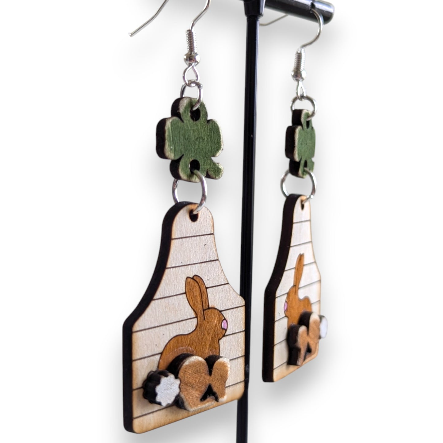 4-H Rabbit Layered Wood Earrings