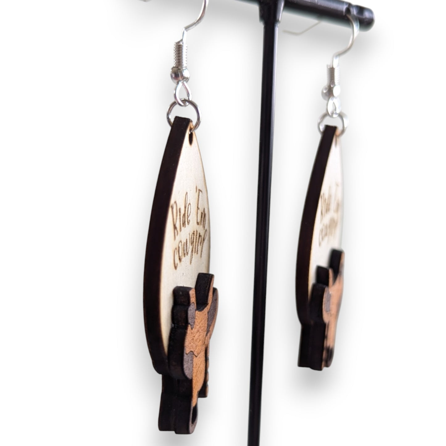 Ride'Em Cowgirl Layered Wood Earrings