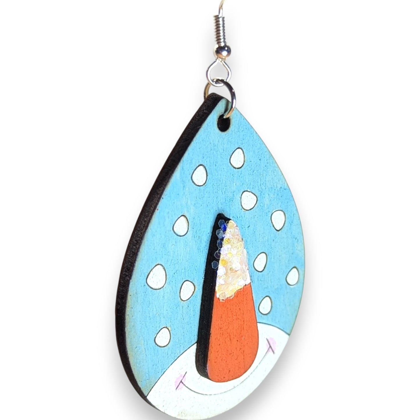 Snowman Nose Layered Wood Earrings