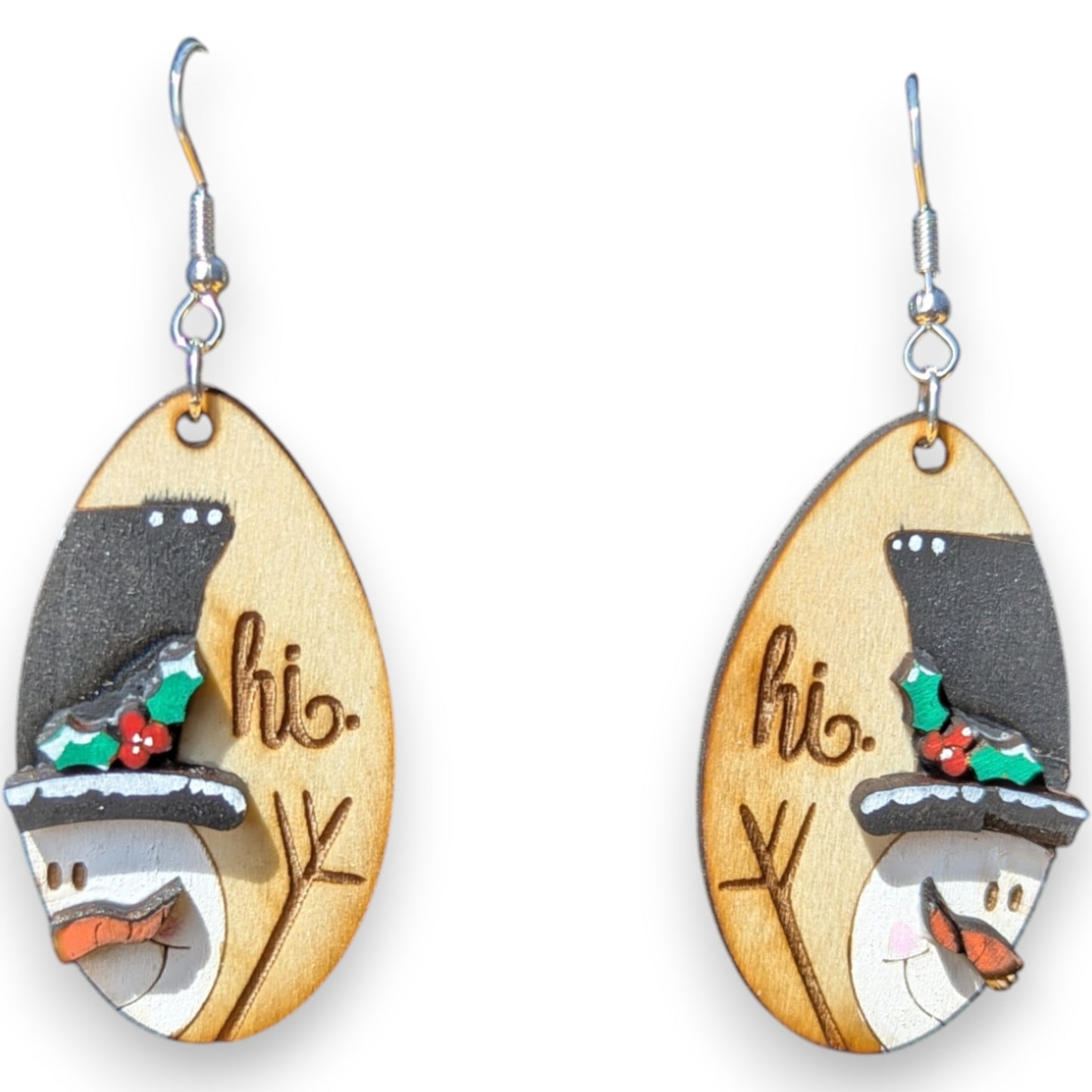 Top Hat Snowman Layered Earrings