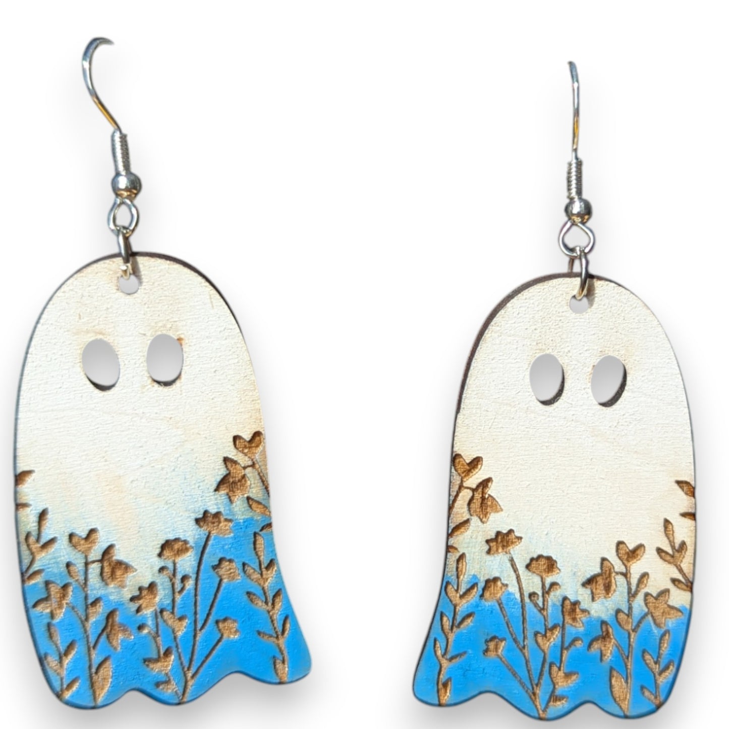 Flower Ghost Wood Earring