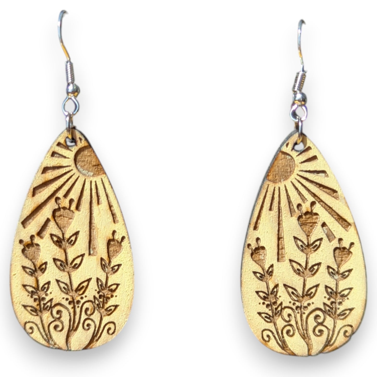 Flowers with Sunshine Wood Earring