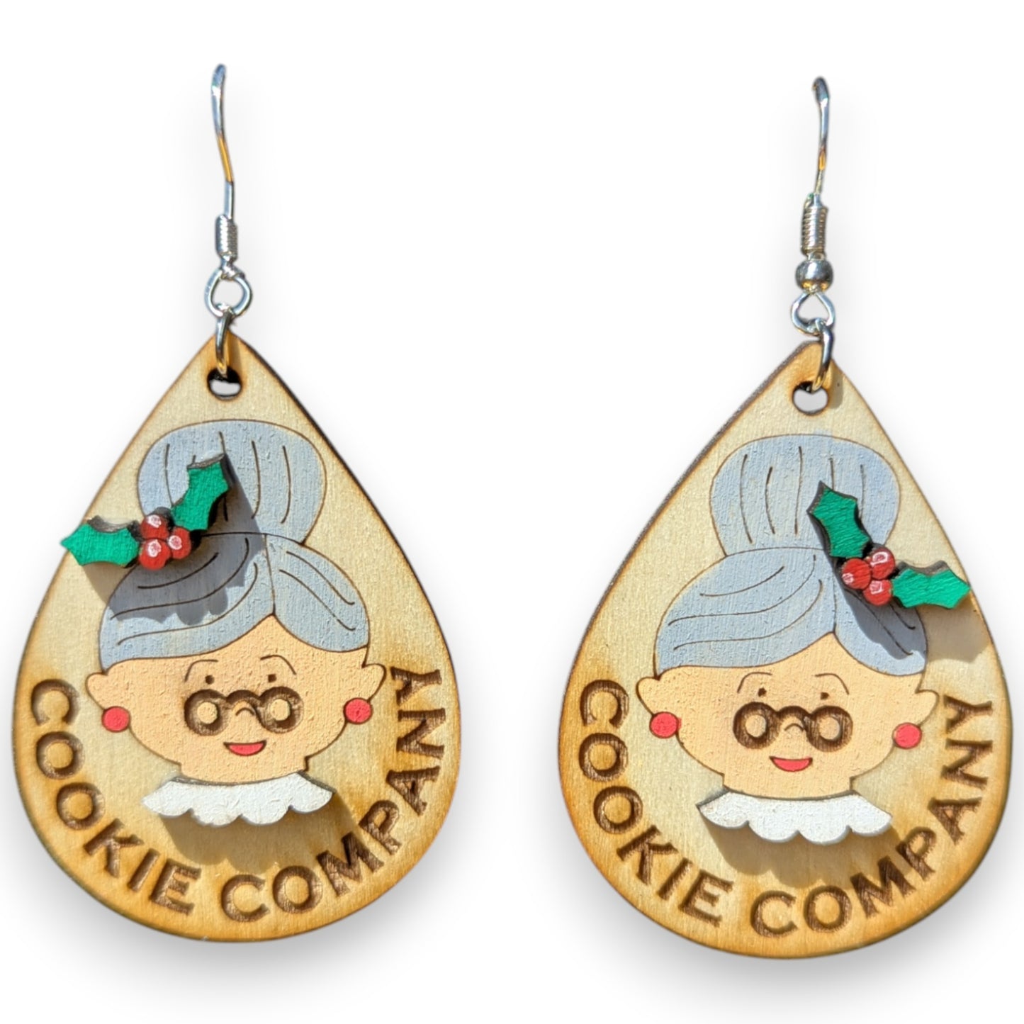 Mrs. Clause Layered Wood Earring