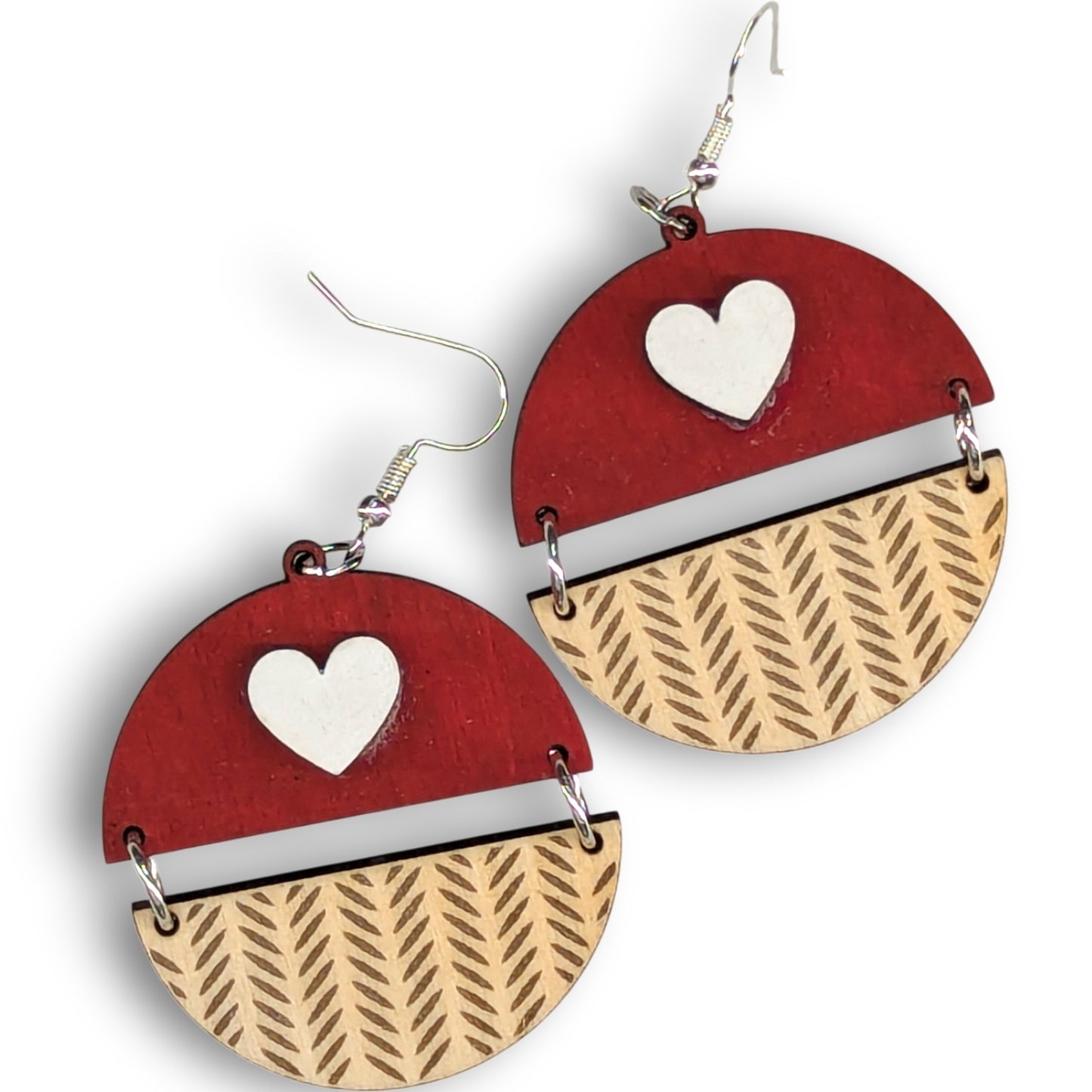 Heart Dangle Wood Earrings