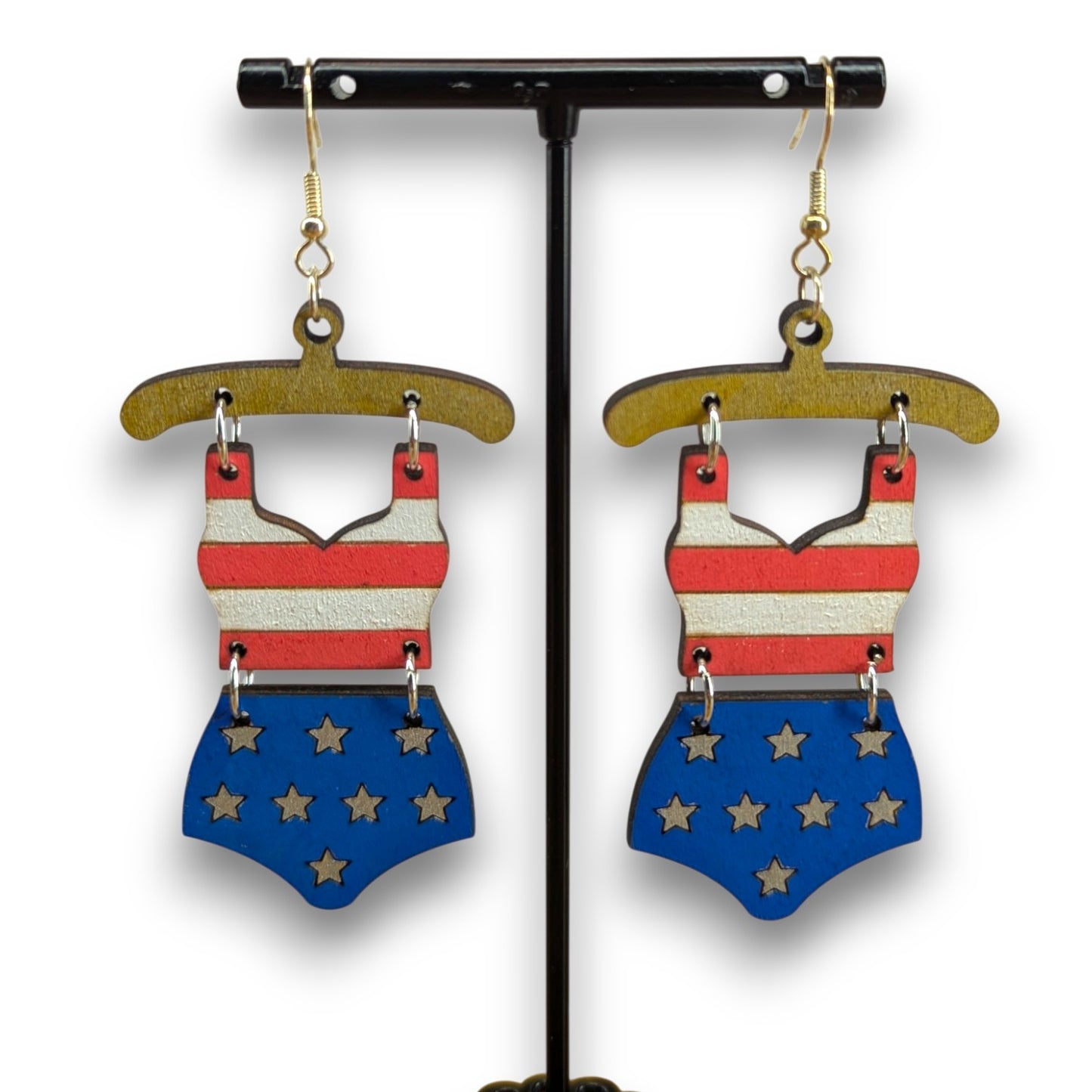 American Swim Suit Wood Earrings