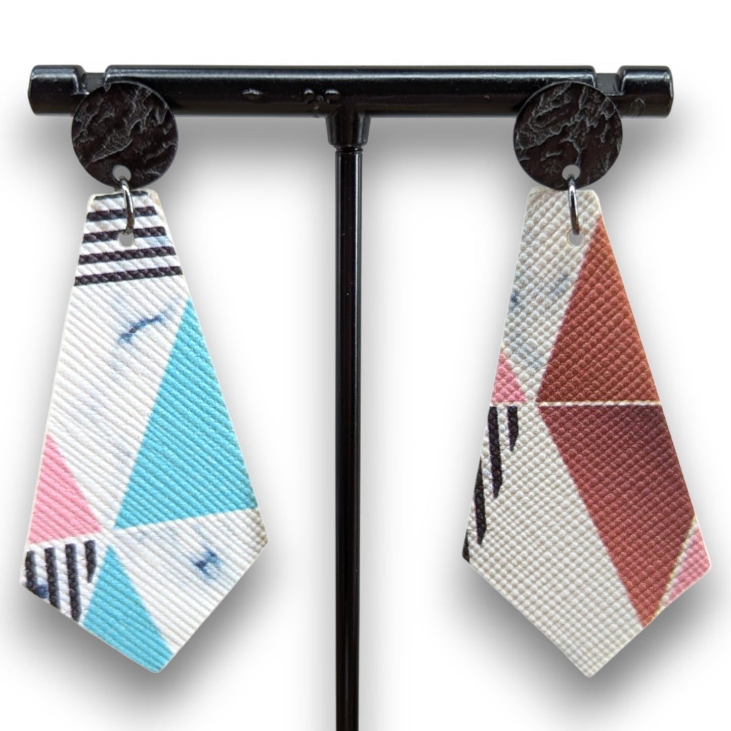 Geo Faux Leather Earrings