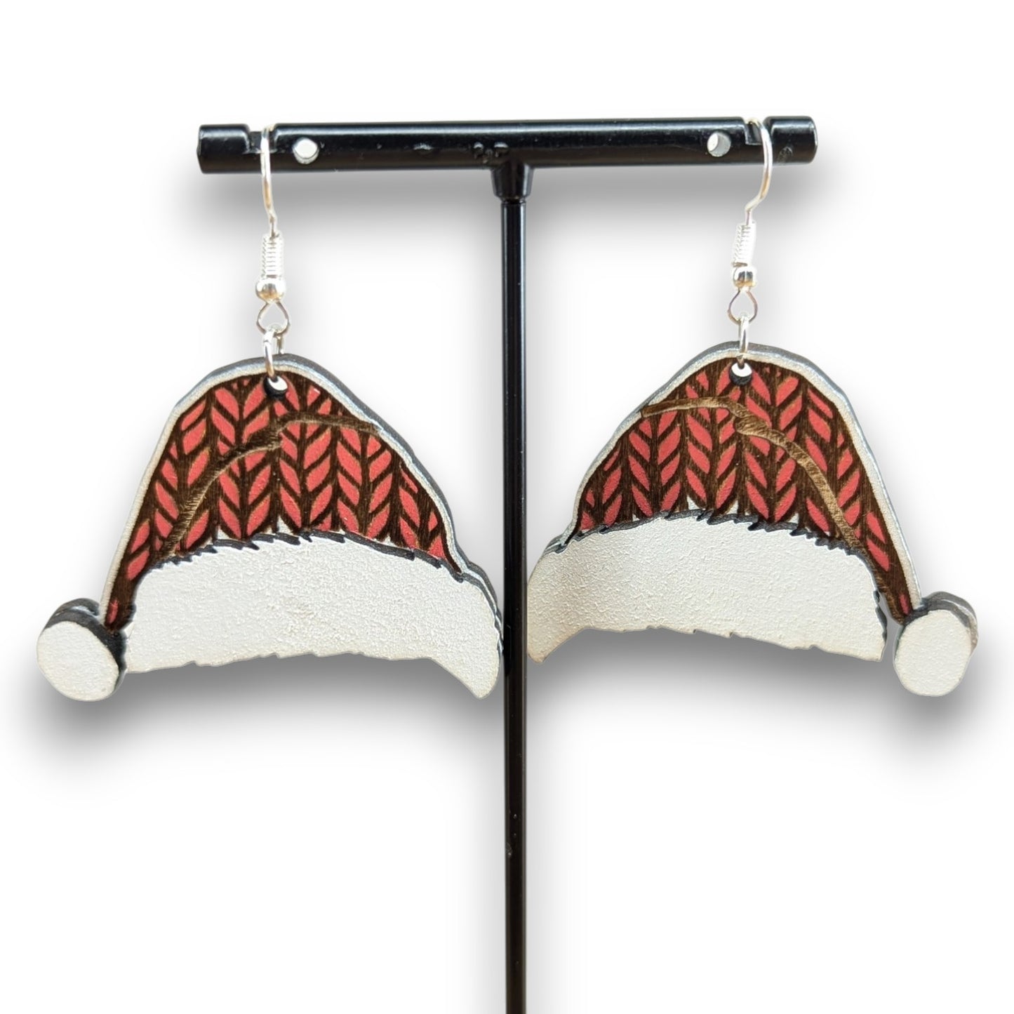 Sweater Print Santa Hat Layered Earrings