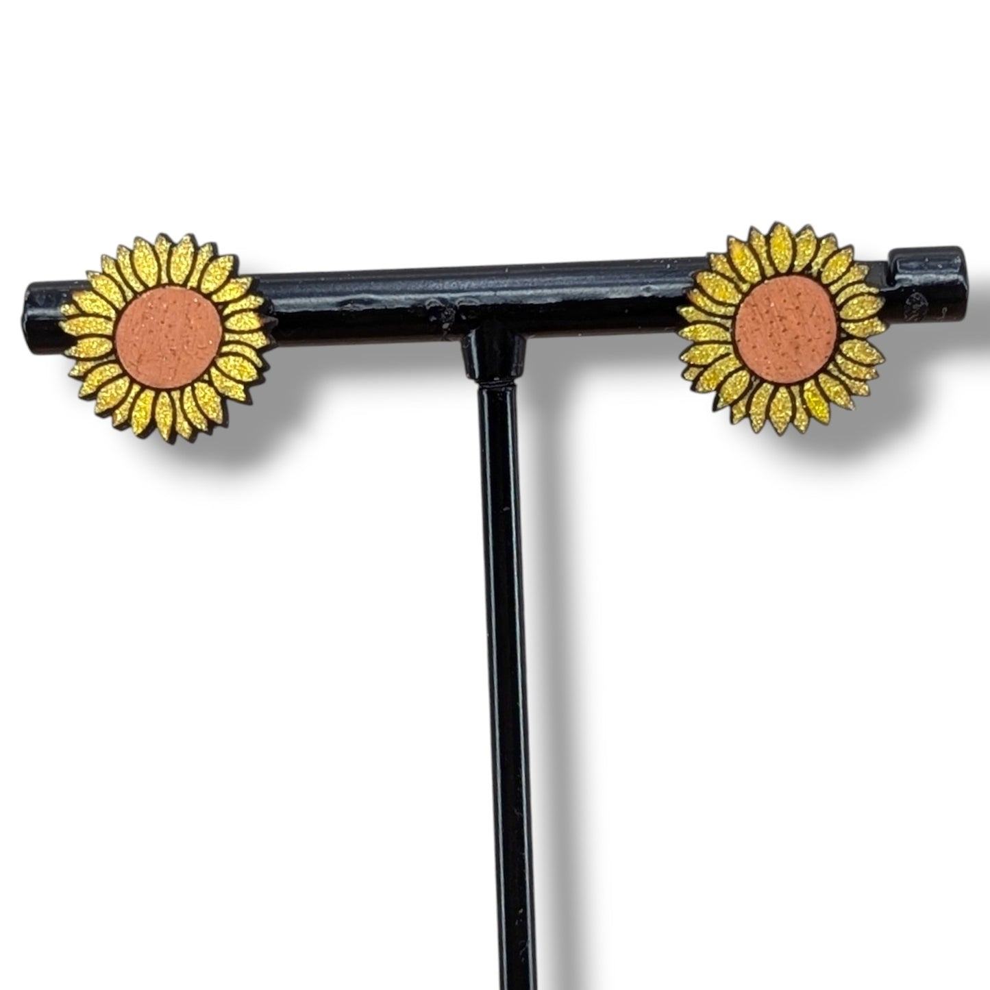 Sunflower Wood Stud Earrings