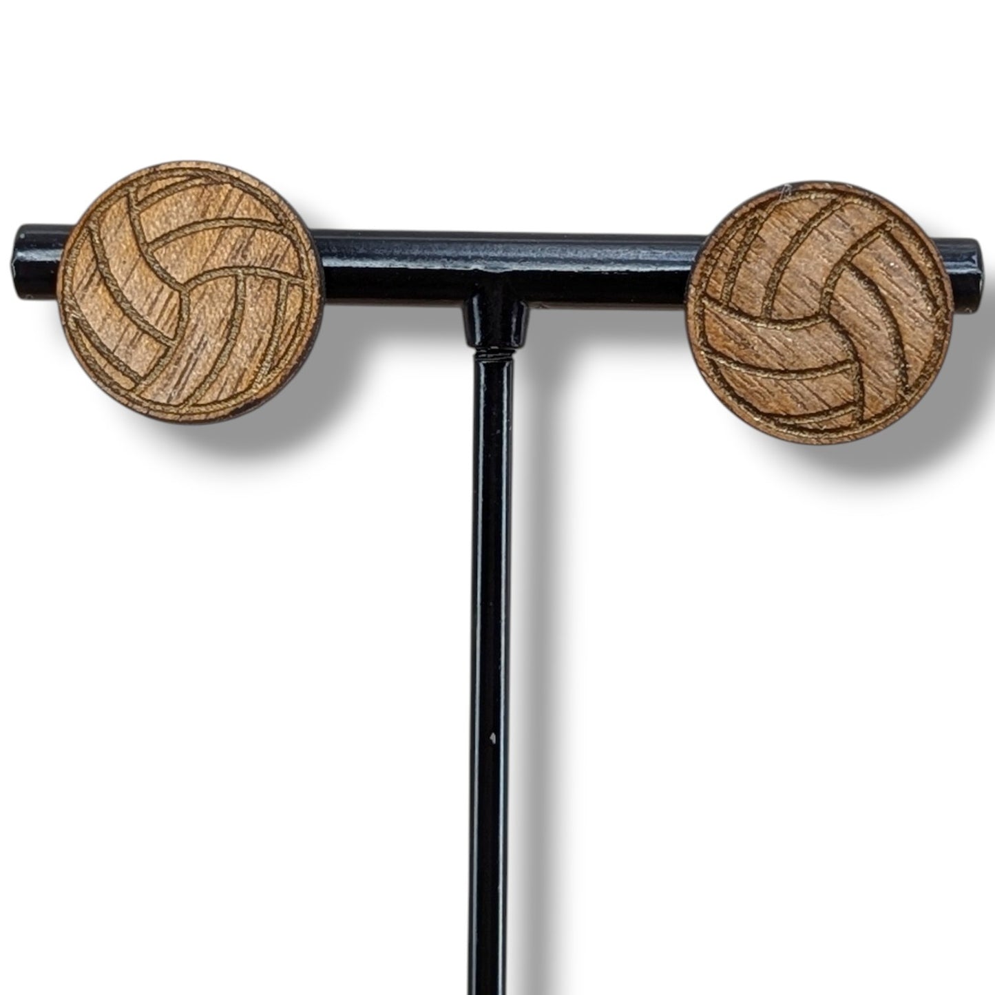 Volleyball Wood Stud Earrings