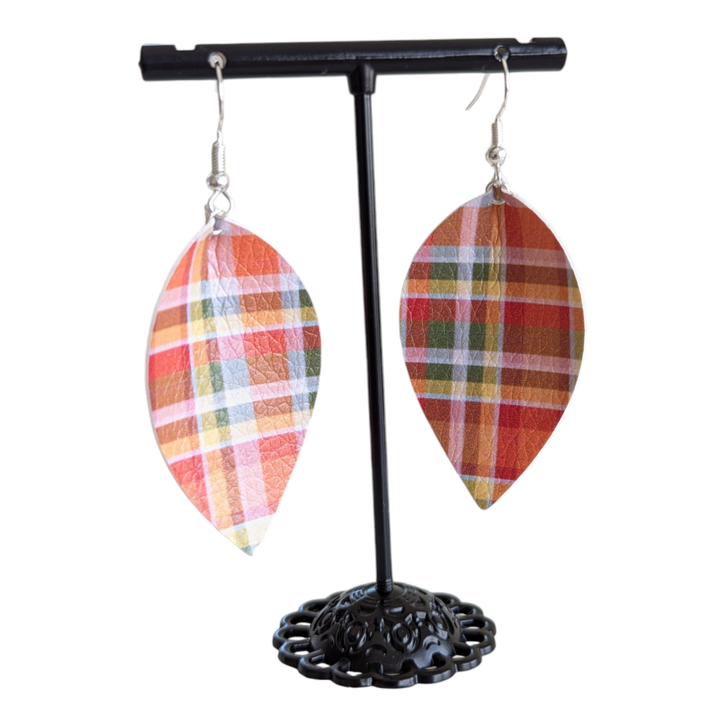 Fall Plaid Teardrop Earrings