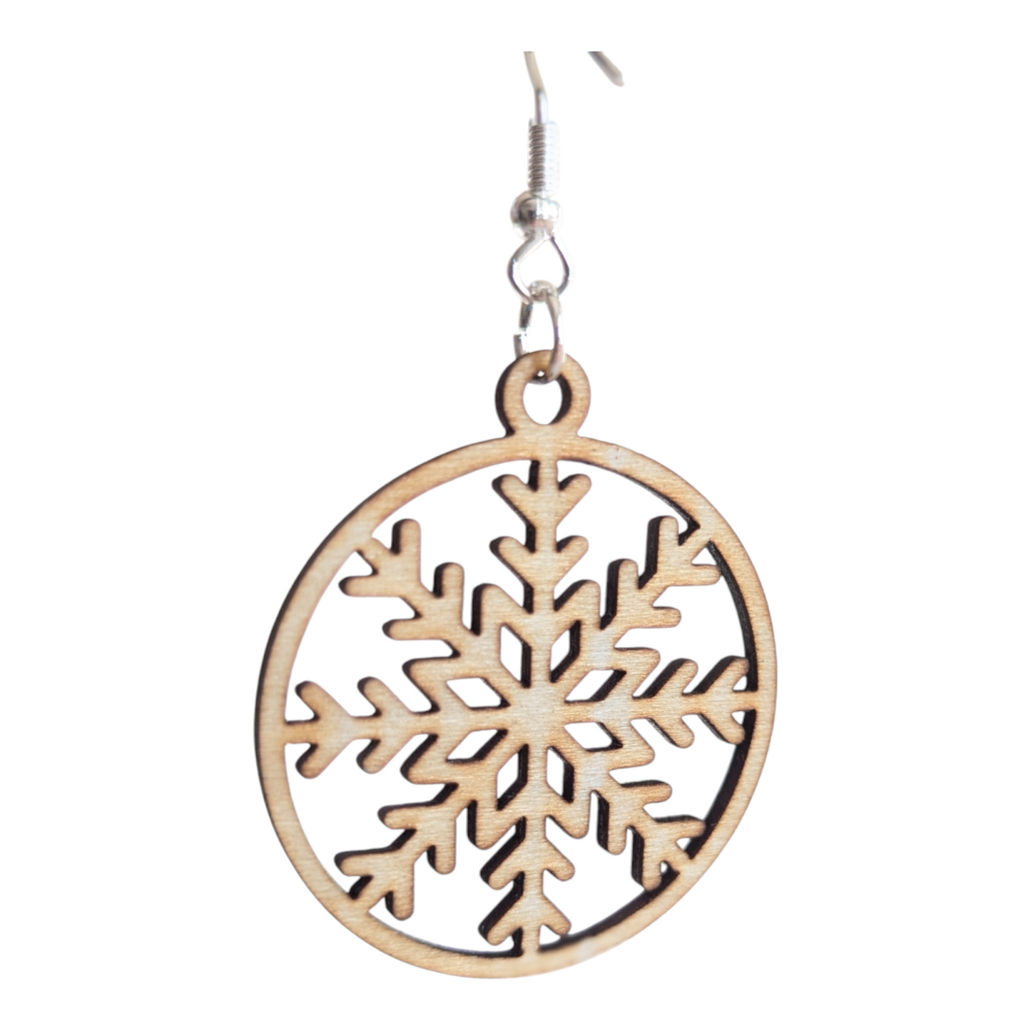 Wood Snowflake Earrings
