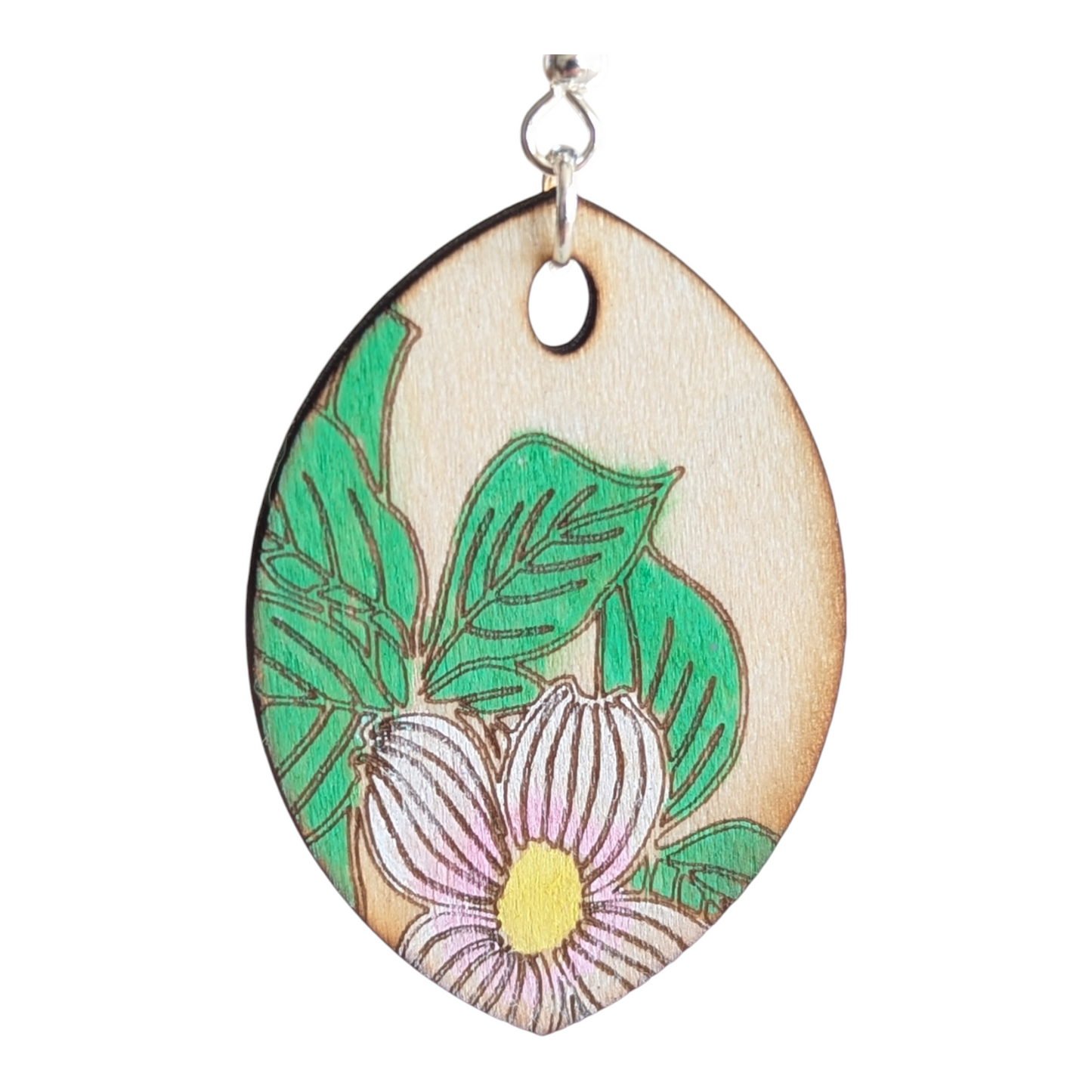 Dogwood Flower Wood Earrings