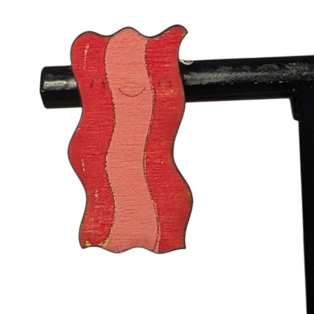 Bacon Wood Stud Earrings