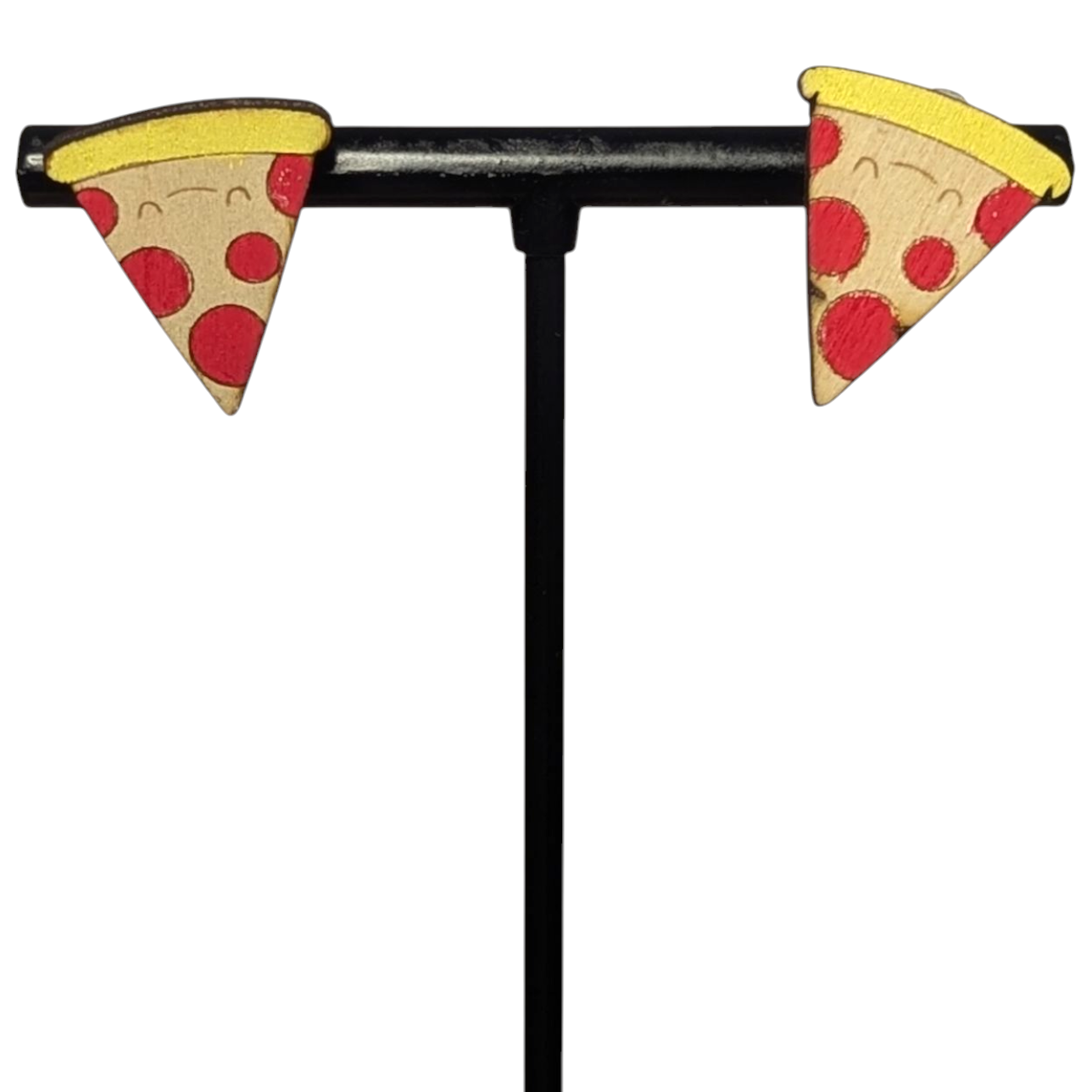 Pizza Slice Wood Stud Earrings