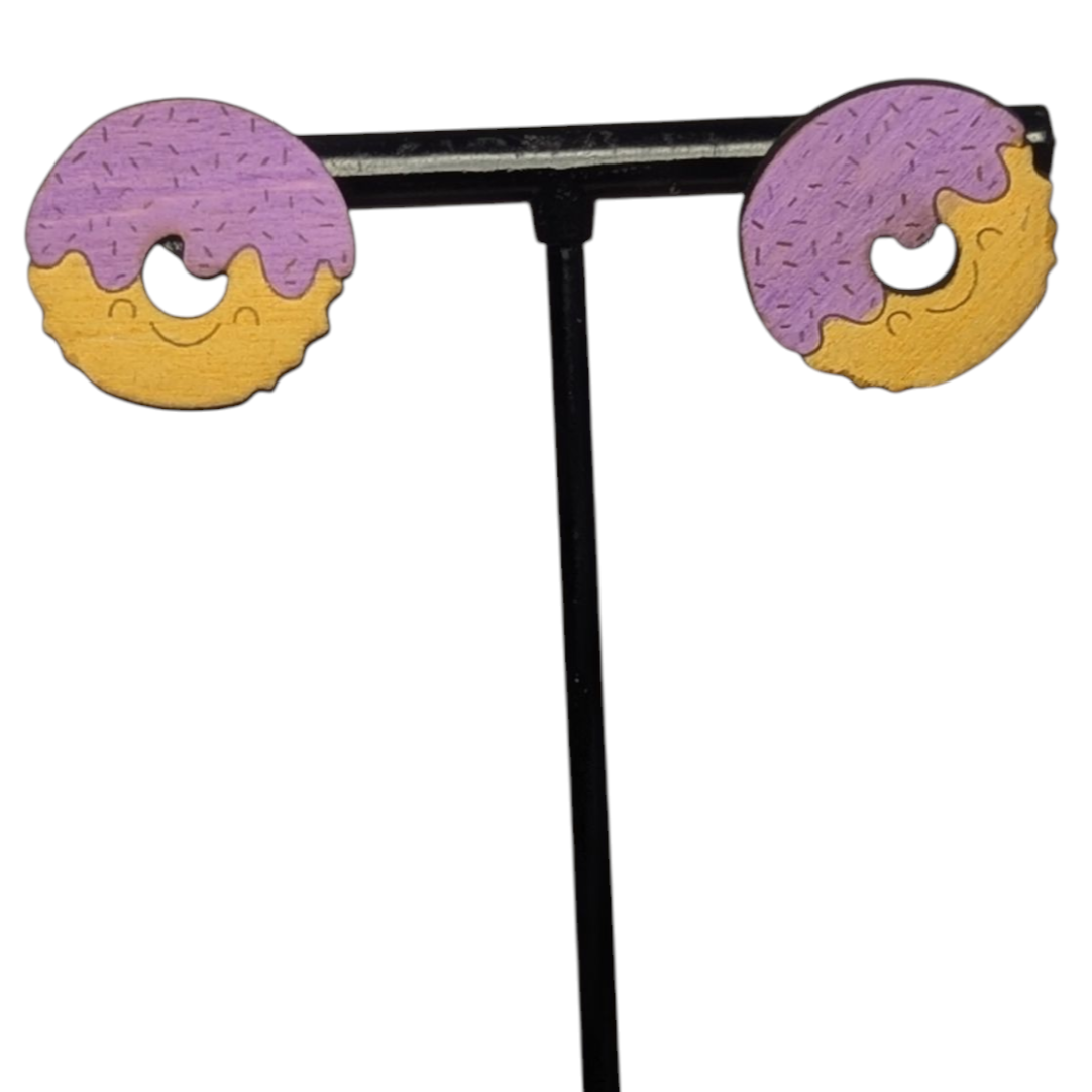 Donut Wood Stud Earrings