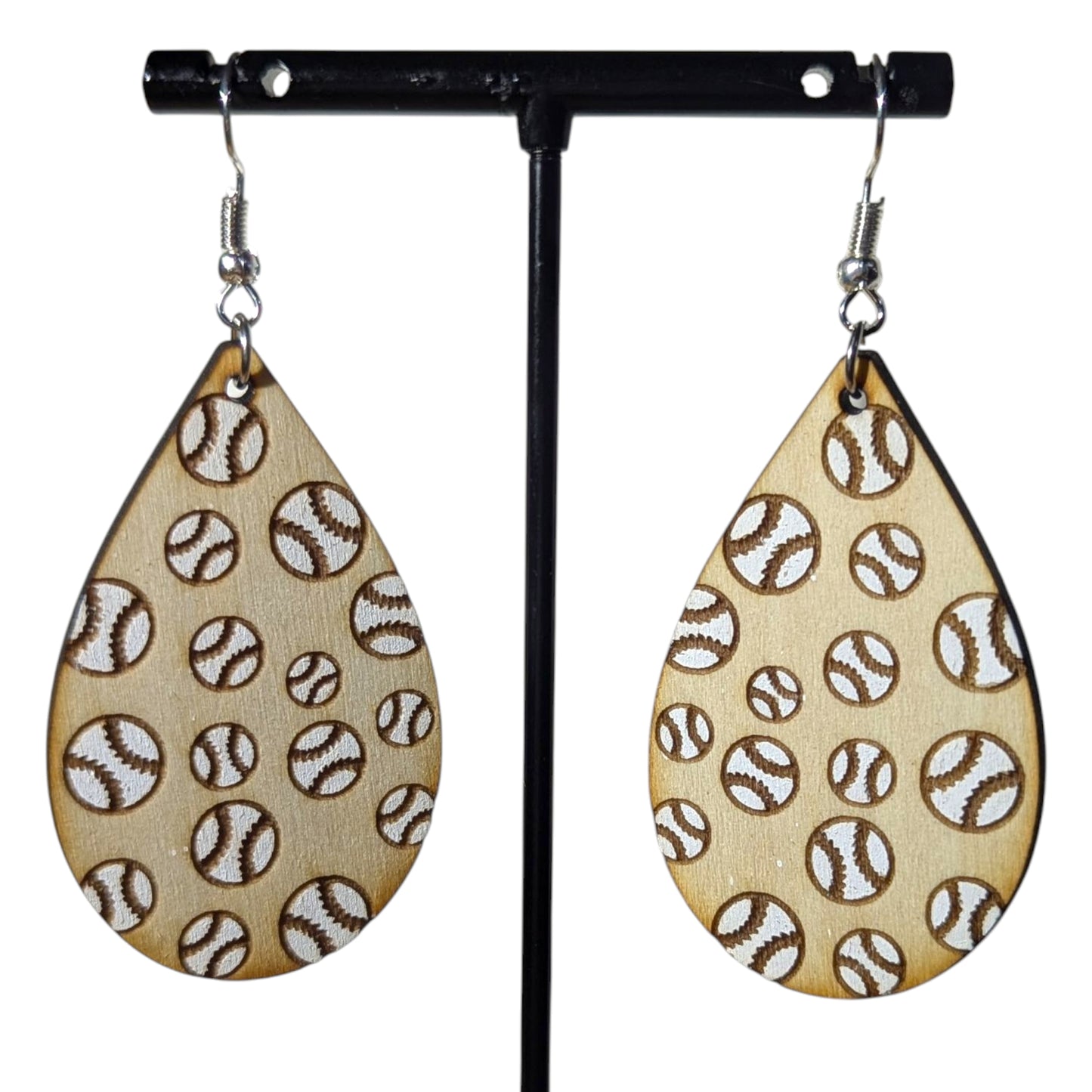Baseball Wood Earrings