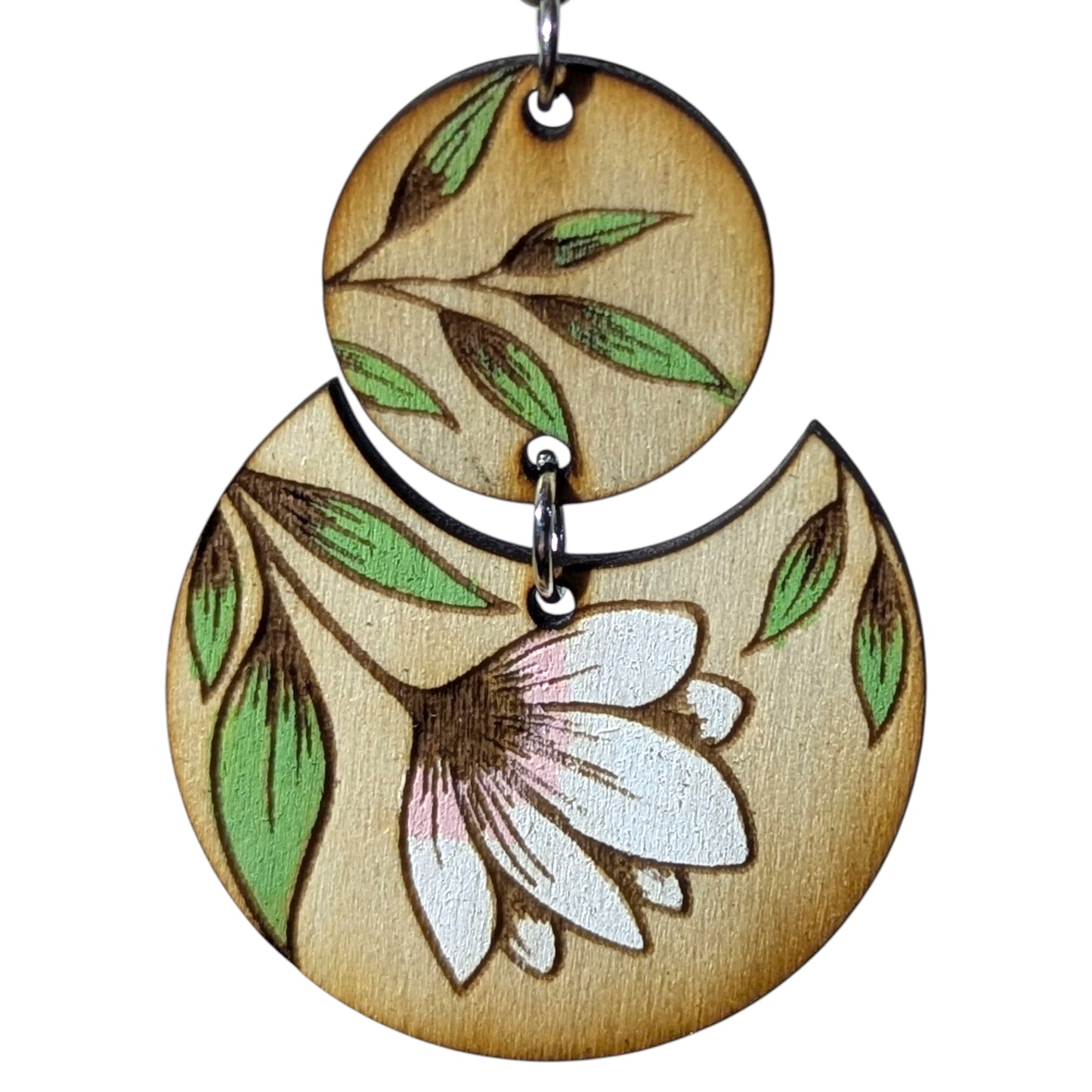 Circle Flower Wood Earrings