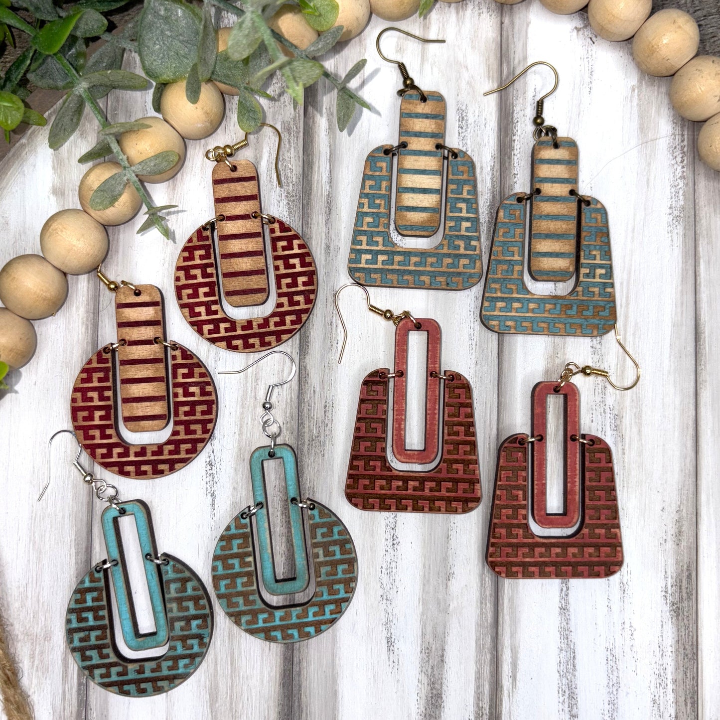 Native Wave Wood Earrings