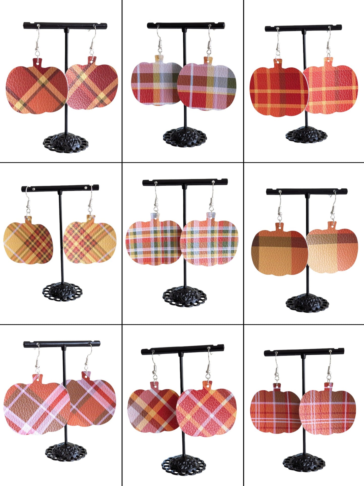 Plaid Pumpkin Earrings
