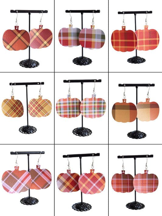 Plaid Pumpkin Earrings