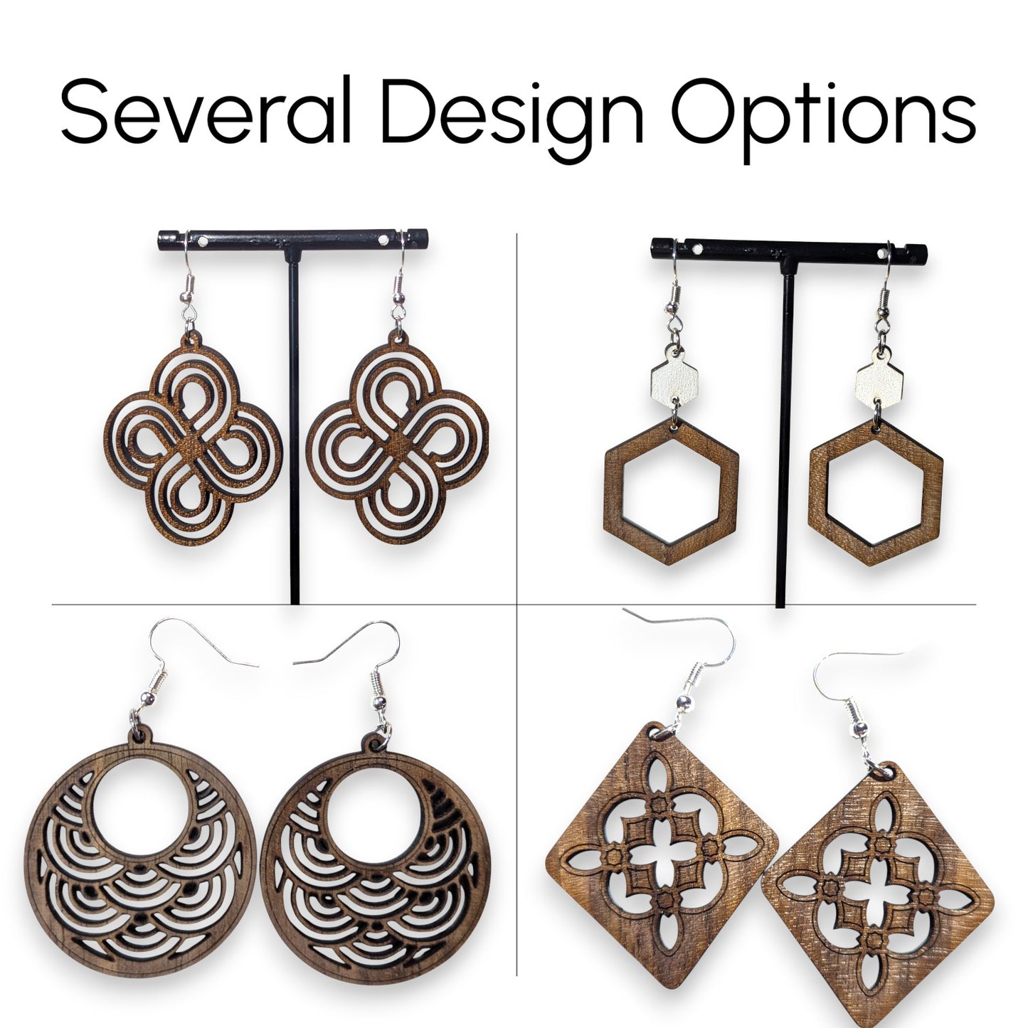 Geo Shape Wood Earrings