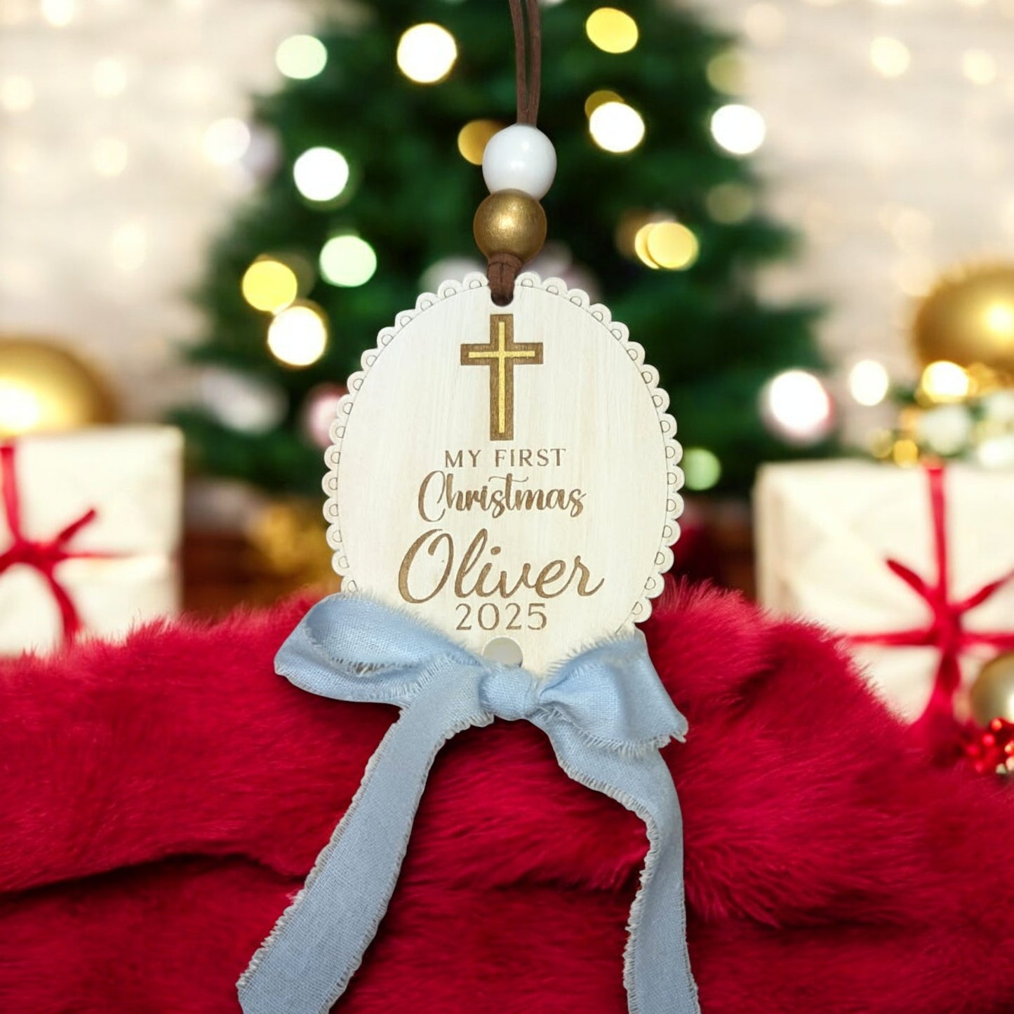 My First Christmas Scalloped Ornament