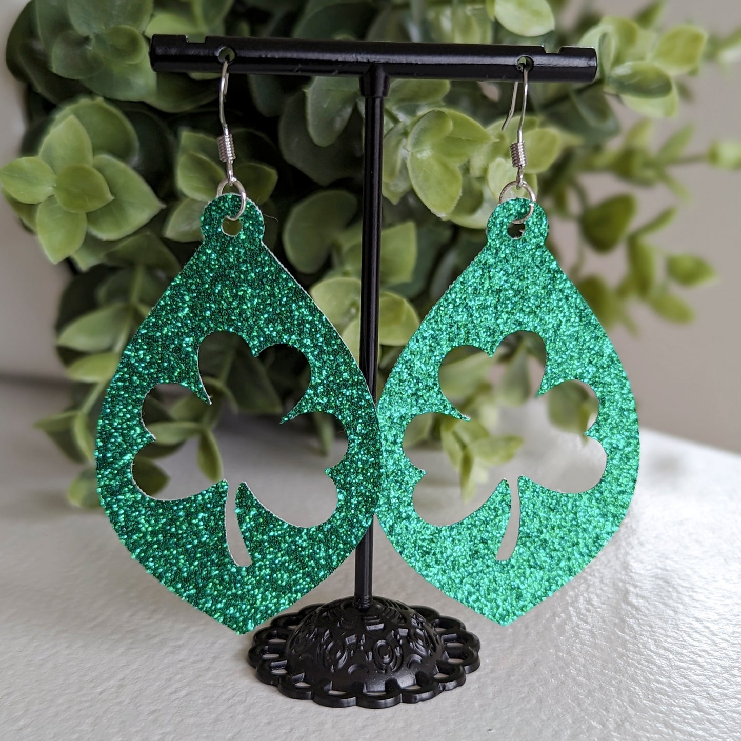 Shamrock Glitter Earrings