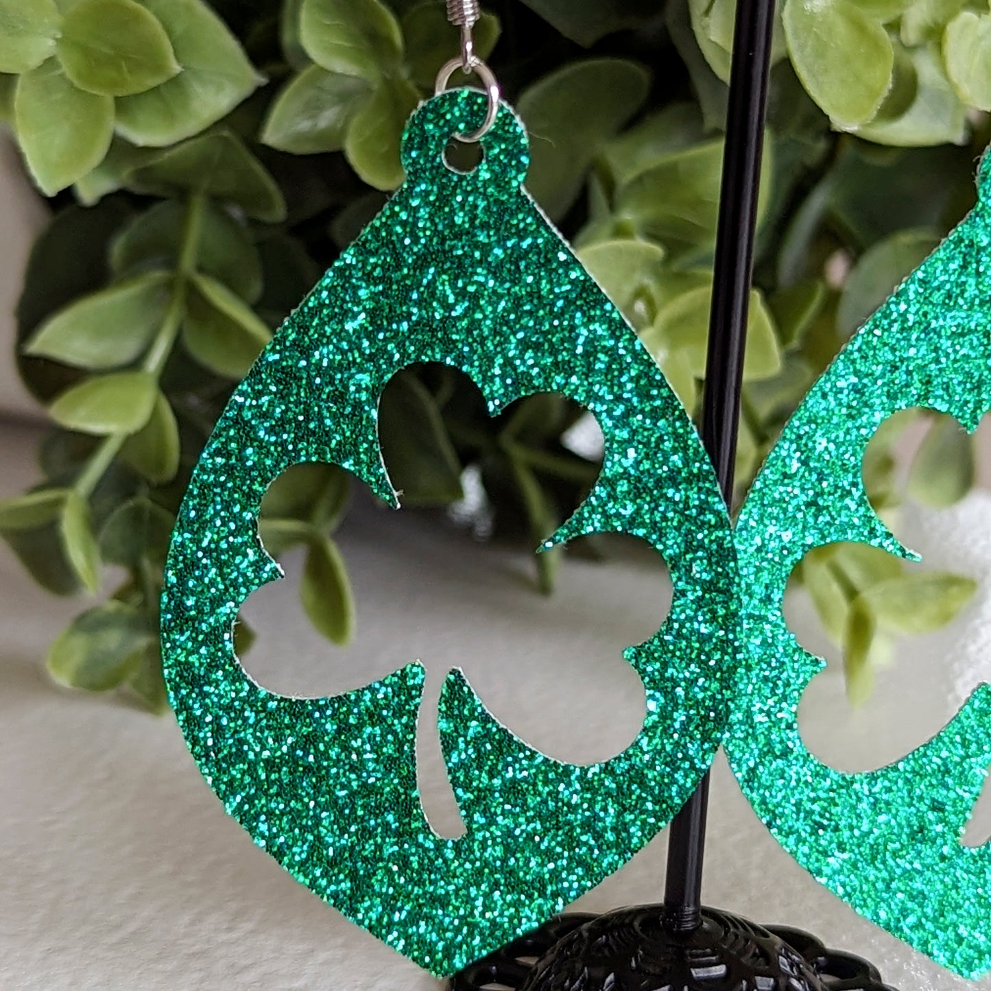 Shamrock Glitter Earrings