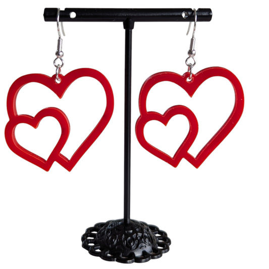 Double Heart Acrylic Earrings