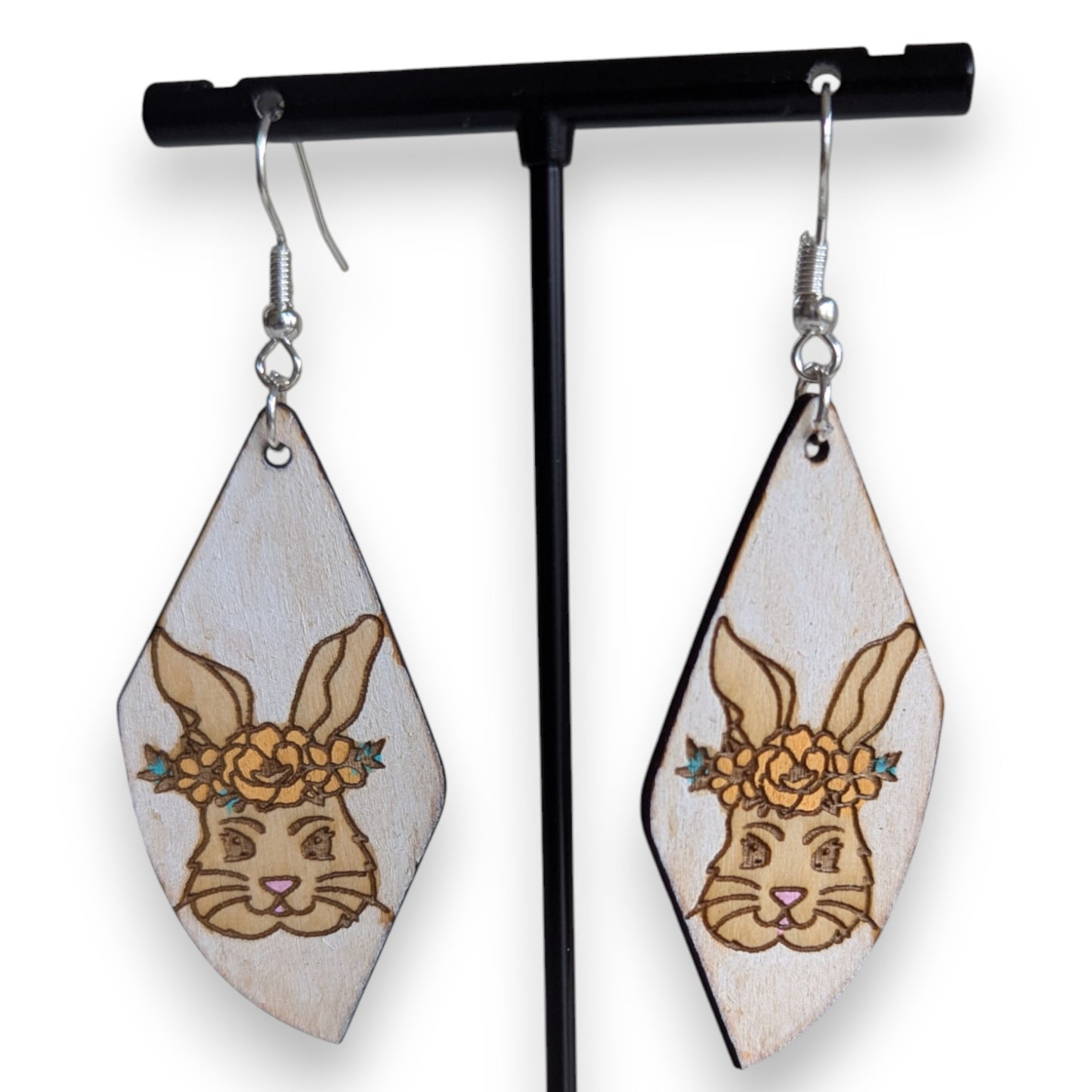 Bunny Hop Flower Wooden Earrings