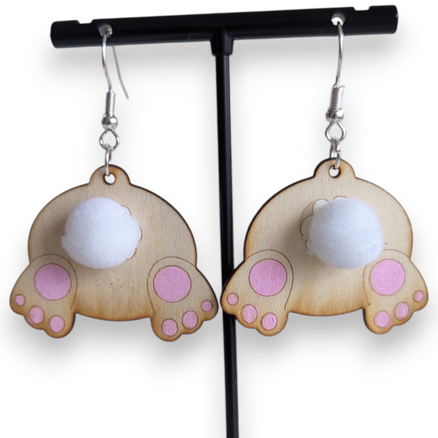 Bunny Tail Wood Earring