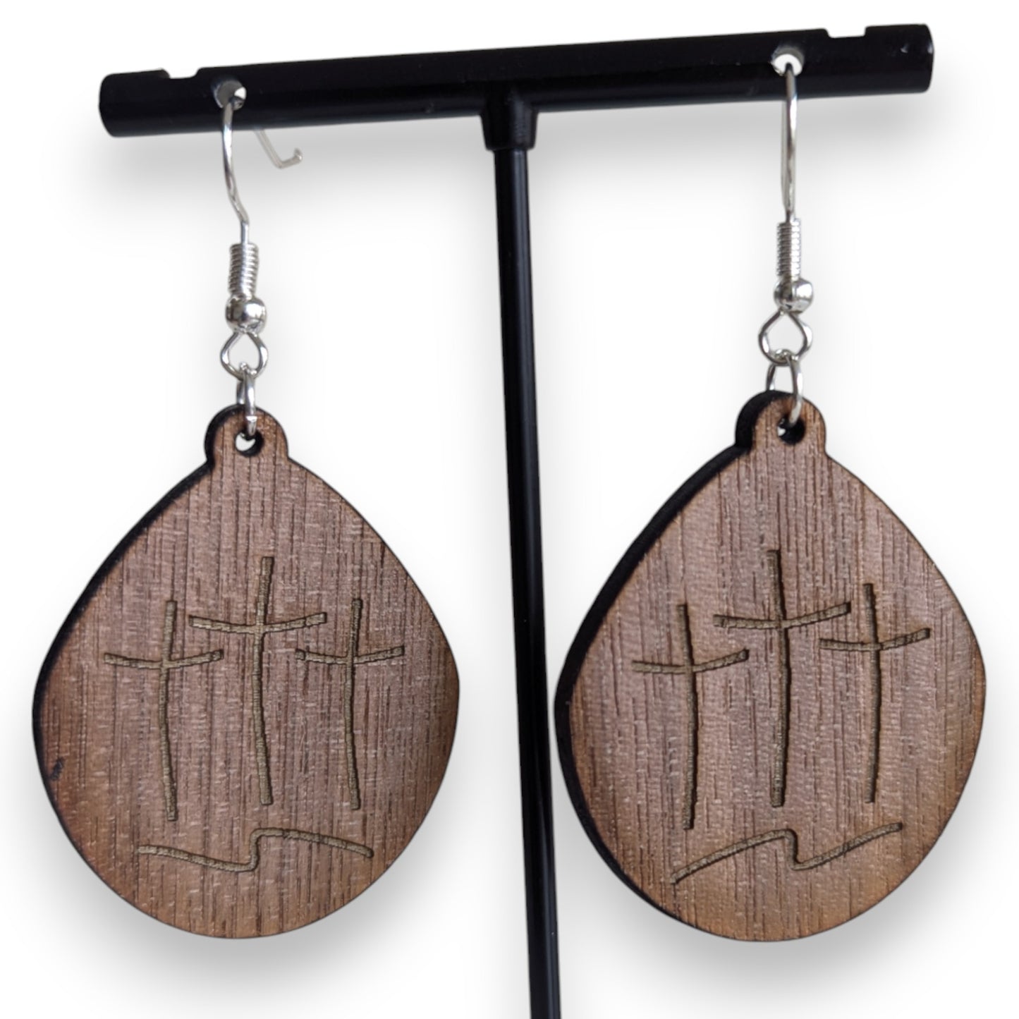 Cross Wood Earrings