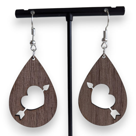 Cupids Heart Wooden Earrings