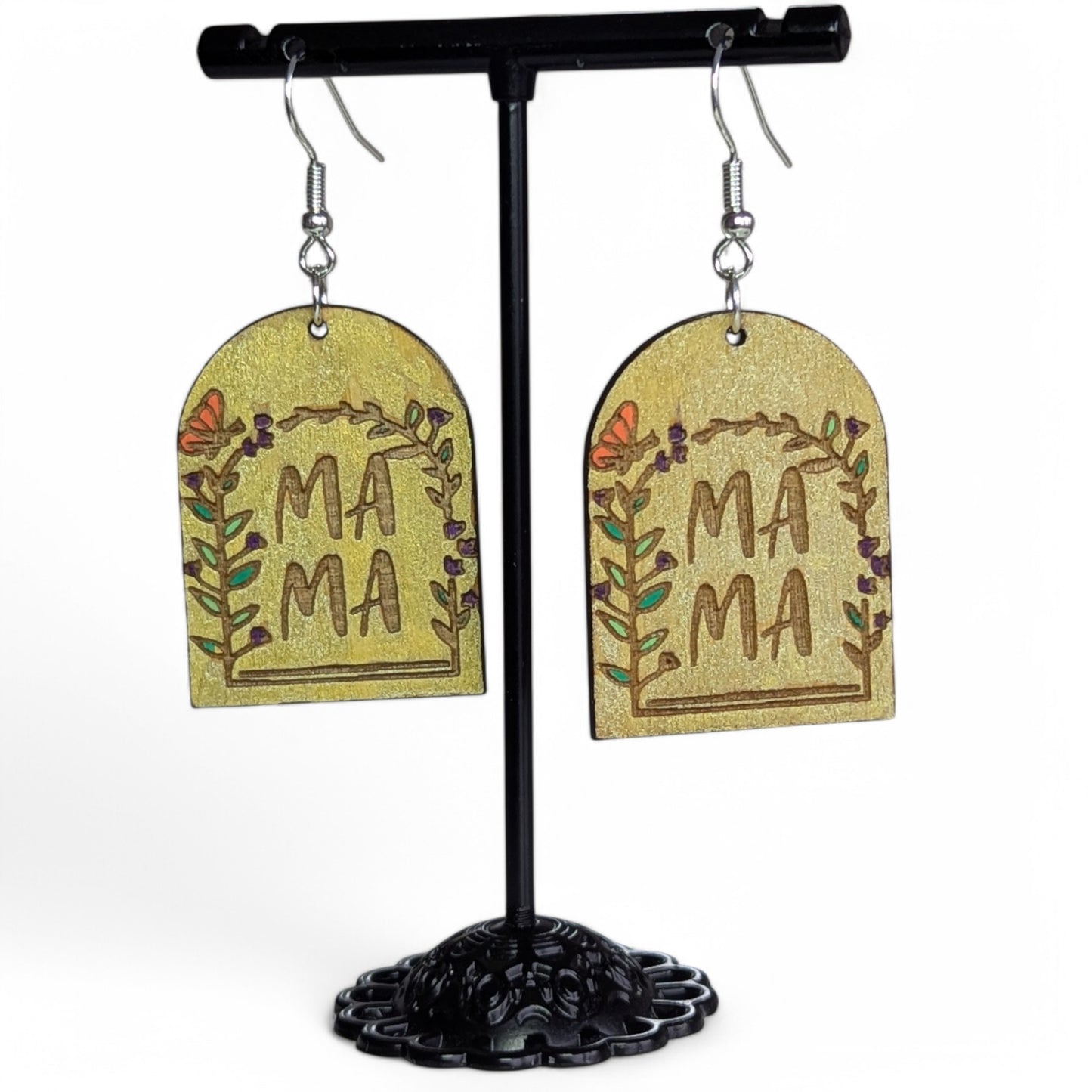 Mama Mia Wood Earrings