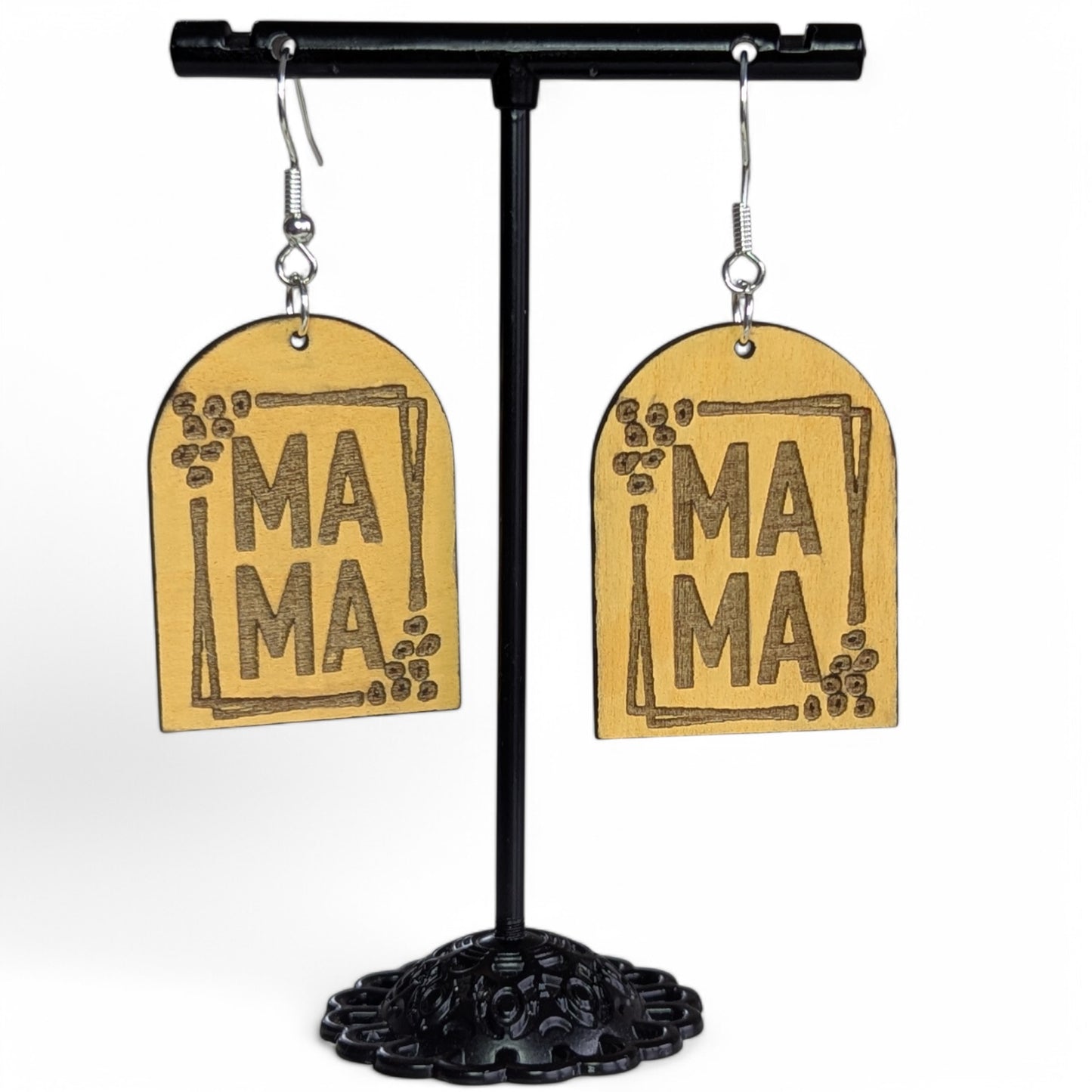 Mama Bear Wood Earrings