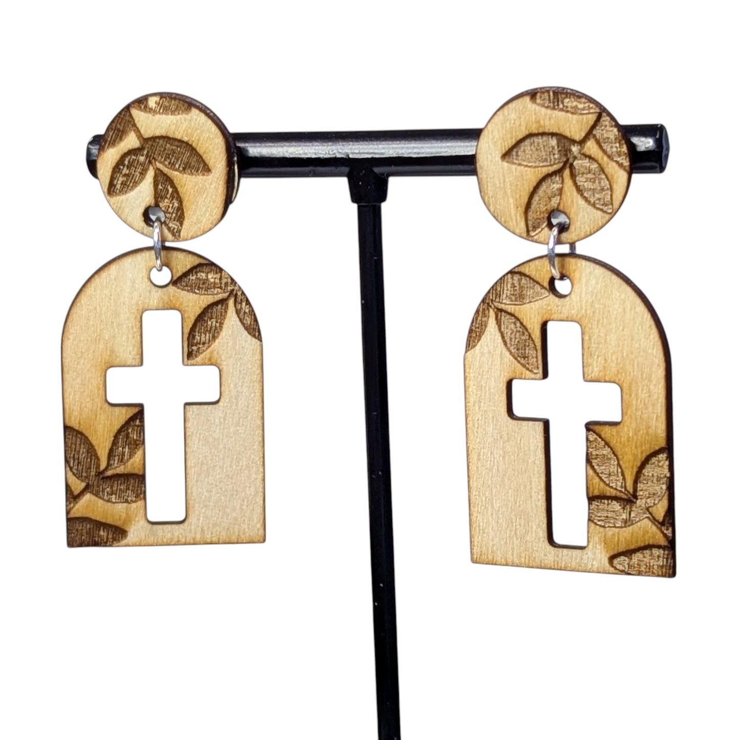 Leaf Cross Earrings