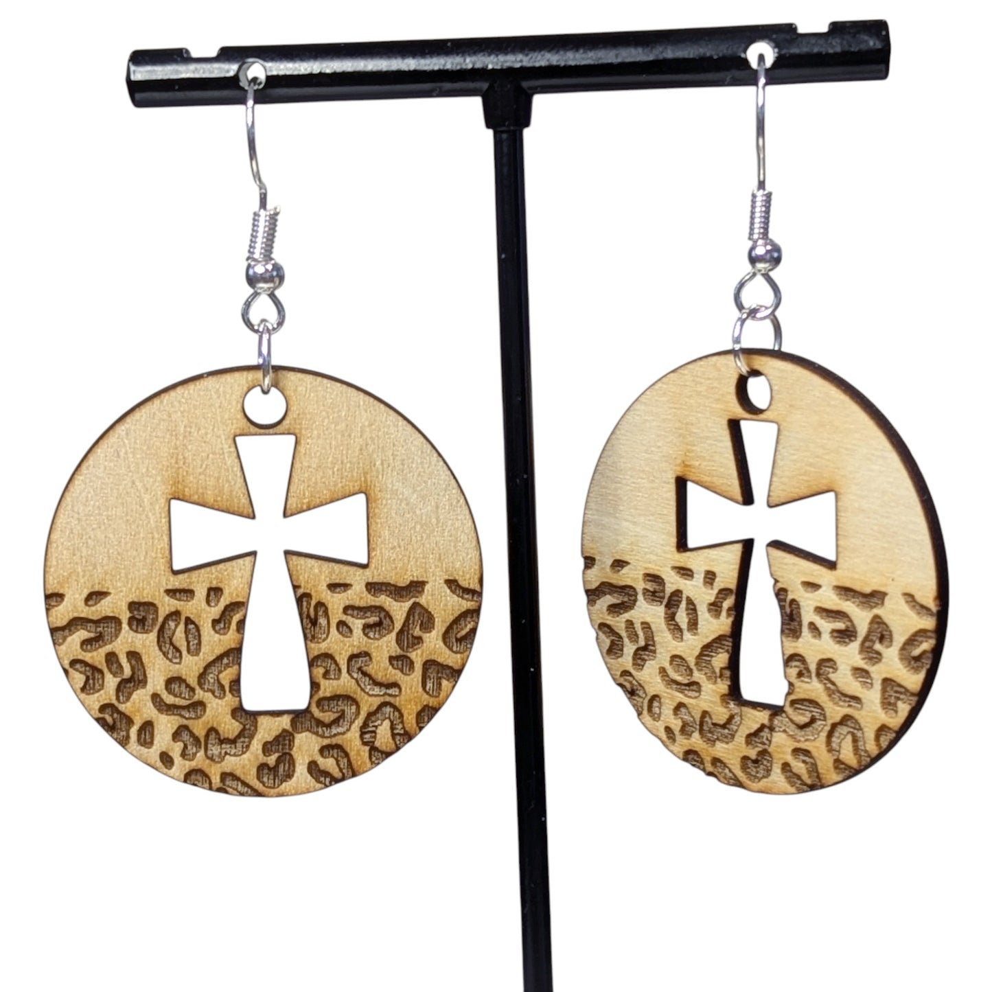 Leopard Cross Earrings